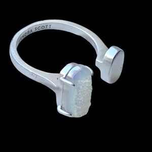 Kendra Scott Pryde Open Ring Rhodium-Plated Iridescent Drusy